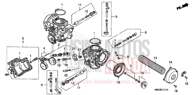 CARBURETOR (COMPONENT PARTS) for Goldwing CANDY SPECTRA RED (R176) from 1989