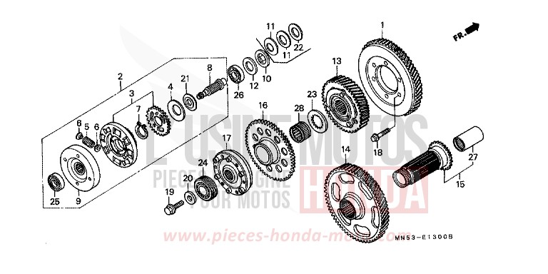 PRIMARY DRIVE GEAR for Goldwing CANDY WINE BERRY RED-U (R114D) from 1989