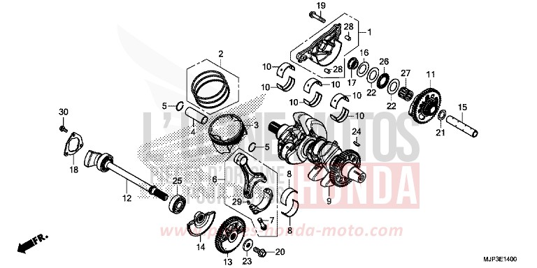 CRANKSHAFT/PISTON for CRF1000 VICTORY RED (R334B) from 2016