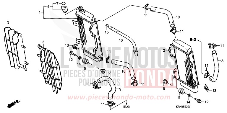 RADIATORE per CRF250R EXTREME RED (R292) del 2004