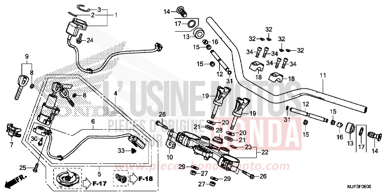 HANDLE PIPE/TOP BRIDGE for CRF1000 VICTORY RED (R334B) from 2016