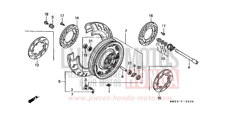 FRONT WHEEL for Goldwing R114J (R114J) from 1989