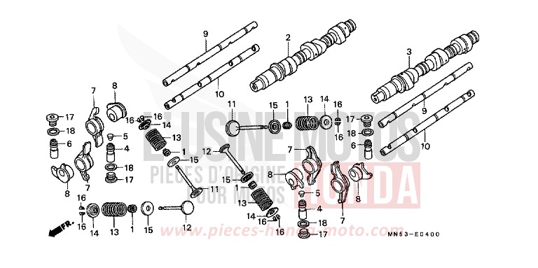 CAMSHAFT/VALVE for Goldwing CANDY SPECTRA RED (R176) from 1990