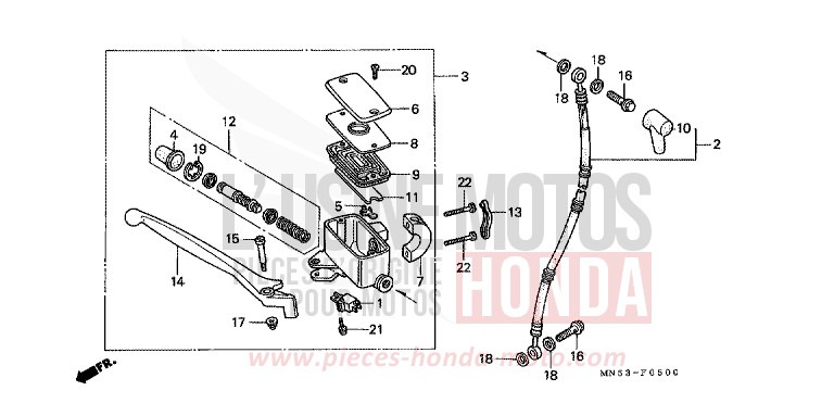 FR. BRAKE MASTER CYLINDER for Goldwing CANDY SPECTRA RED (R176) from 1990