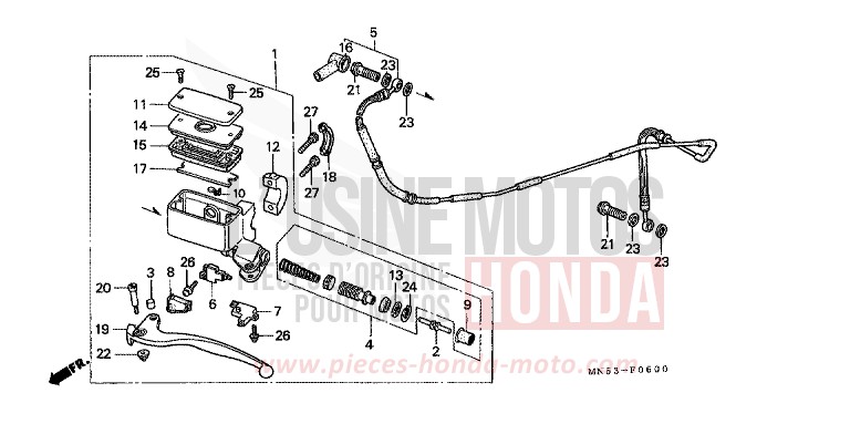 CLUTCH MASTER CYLINDER for Goldwing CANDY SPECTRA RED (R176) from 1990