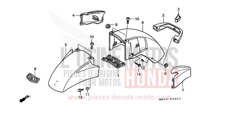 FRONT FENDER for Goldwing CANDY SPECTRA RED (R176) from 1990