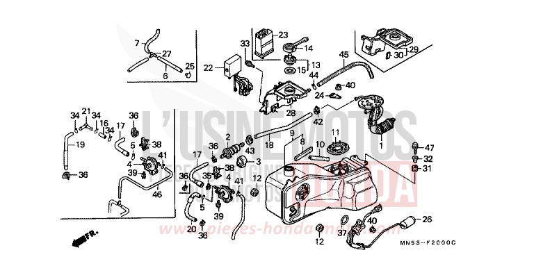 FUEL TANK/FUEL PUMP (GL1500J/K/L/AM/SEM) for Goldwing CANDY SPECTRA RED (R176) from 1990
