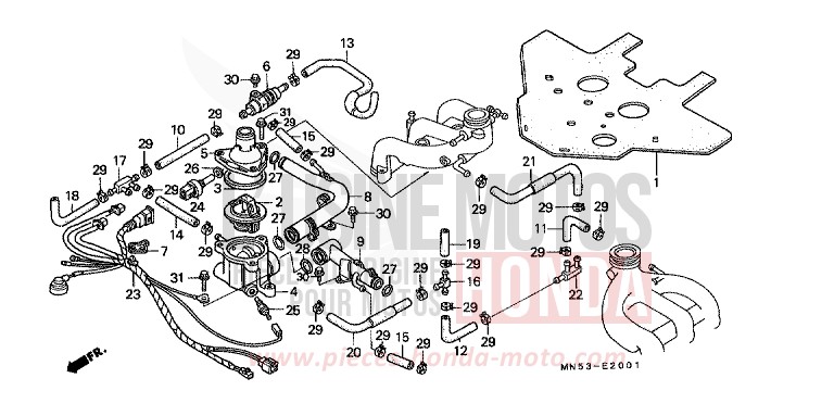 WATER PIPE/THERMOSTAT (GL1500L/AM/SEM) for Goldwing CANDY WINE BERRY RED-U (R114D) from 1990