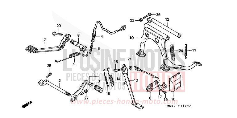 PEDAL/STAND (GL1500J/K/L/AM/SEM) for Goldwing CANDY WINE BERRY RED-U (R114D) from 1990