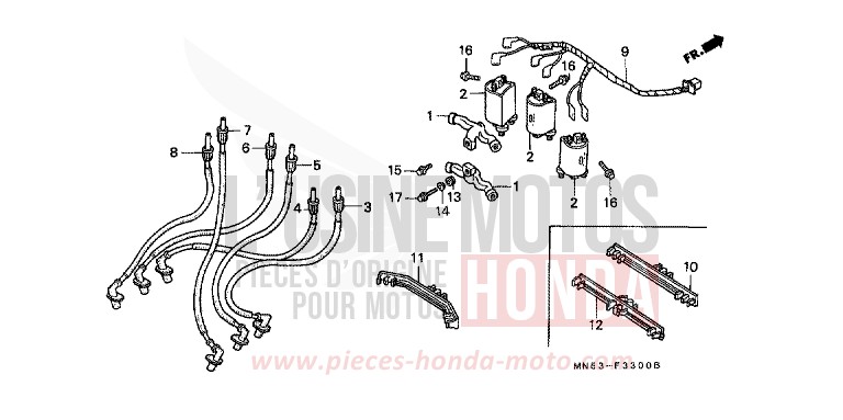 IGNITION COIL for Goldwing CANDY WINE BERRY RED-U (R114D) from 1990