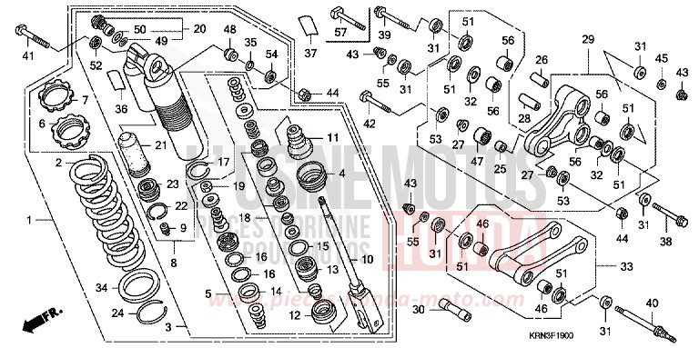 REAR CUSHION for CRF250R EXTREME RED (R292) from 2005