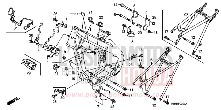 FRAME BODY for CRF250R EXTREME RED (R292) from 2005