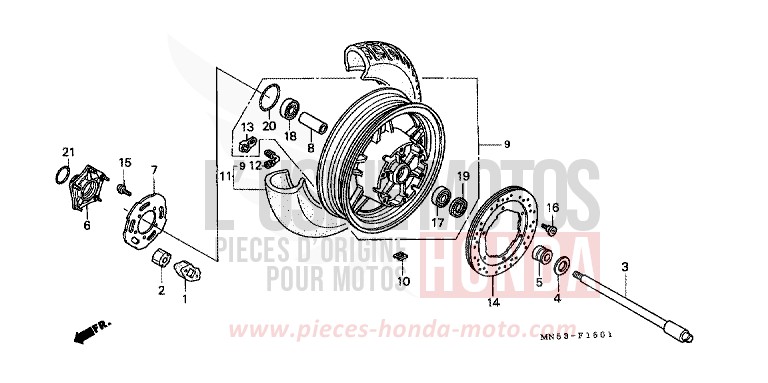 REAR WHEEL (GL1500L/AM/SEM/AN/SEN) for Goldwing PB224D (PB224D) from 1990