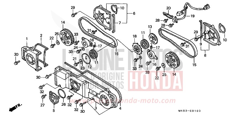 FRONT COVER/TIMING BELT for Goldwing R114J (R114J) from 1990