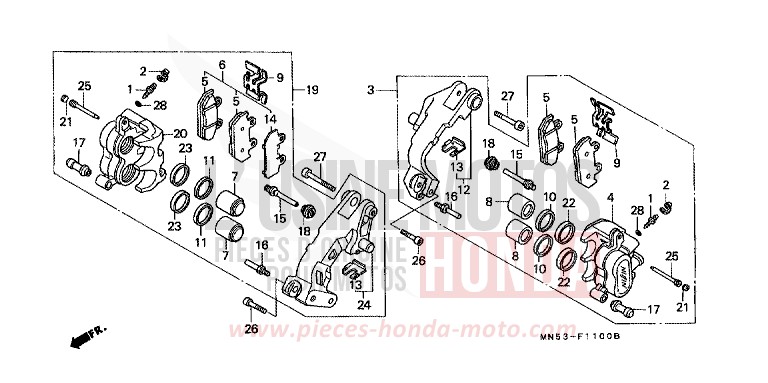 FRONT BRAKE CALIPER for Goldwing R114J (R114J) from 1990
