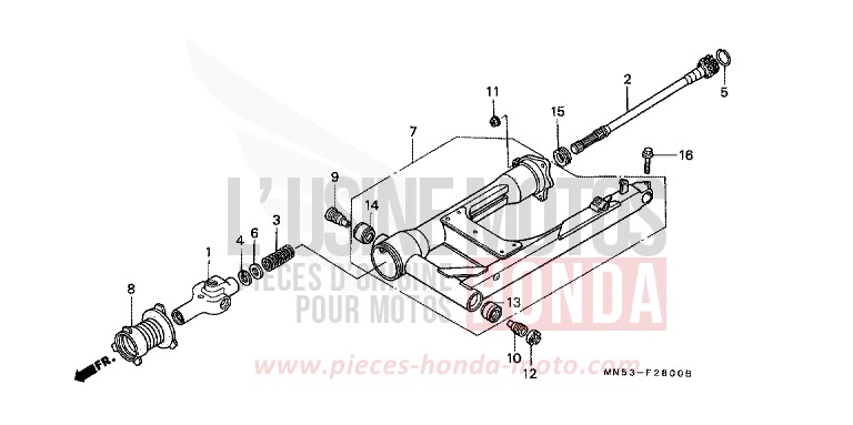 SWINGARM/PROPELLER SHAFT for Goldwing R114J (R114J) from 1990