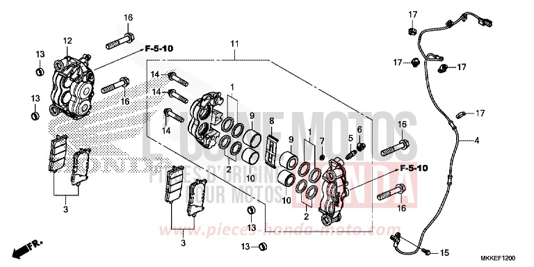 FRONT BRAKE CALIPER for CRF1000 DEGITAL SILVER METALLIC (NHA30D) from 2019