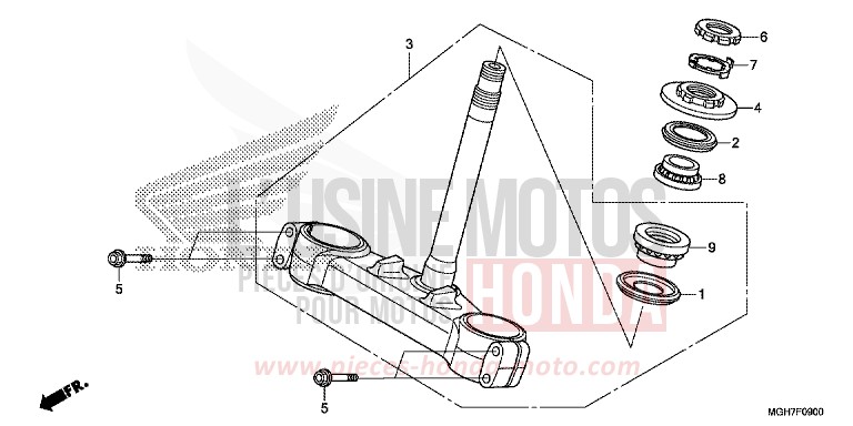 STEERING STEM for VFR1200X DEGITAL SILVER METALLIC (NHA30B) from 2015
