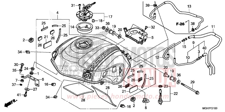 FUEL TANK for VFR1200X DEGITAL SILVER METALLIC (NHA30B) from 2015