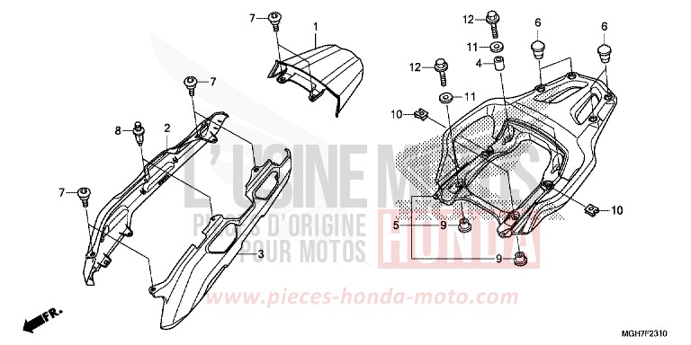 REAR COWL/CARRIER for VFR1200X DEGITAL SILVER METALLIC (NHA30B) from 2015