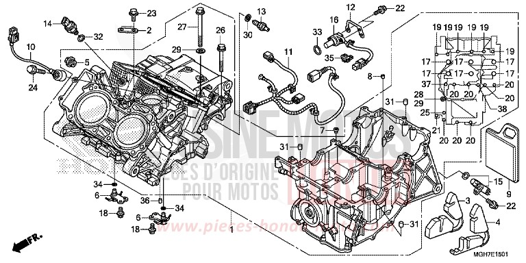 CRANKCASE (VFR1200XD/XDA/XDL/XDS) for VFR1200X PEARL GLARE WHITE (NHB53B) from 2015