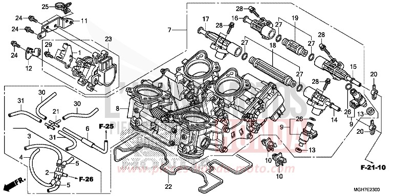 THROTTLE BODY for VFR1200X PEARL GLARE WHITE (NHB53B) from 2015