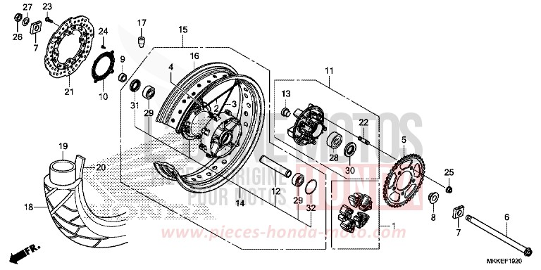 REAR WHEEL for CRF1000 DEGITAL SILVER METALLIC (NHA30D) from 2019