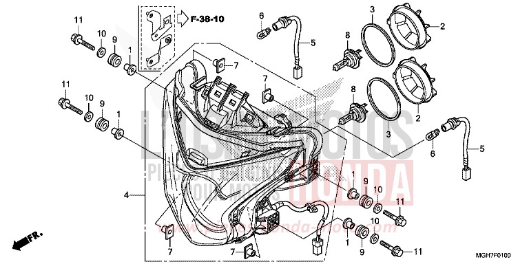 HEADLIGHT for VFR1200X PEARL GLARE WHITE (NHB53B) from 2015