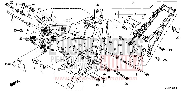 FRAME BODY for VFR1200X PEARL GLARE WHITE (NHB53B) from 2015