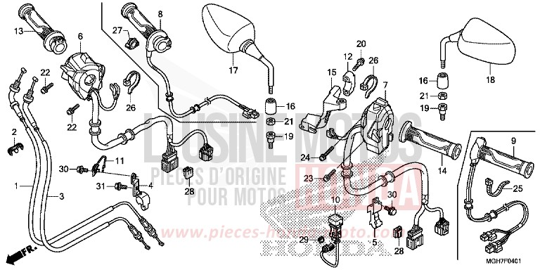 SWITCH/CABLE/MIRROR (VFR1200XD/XDA/XDL/XDS) for VFR1200X PEARL COSMIC BLACK (NHA64) from 2015