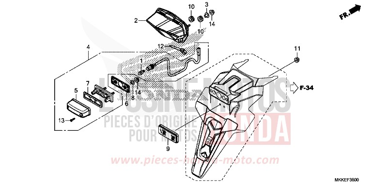 TAILLIGHT/LICENSE LIGHT for CRF1000 DEGITAL SILVER METALLIC (NHA30D) from 2019