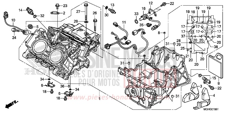 CRANKCASE (VFR1200XD/XDA/XDL/XDS) for VFR1200X PEARL COSMIC BLACK (NHA64) from 2016