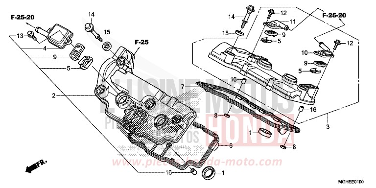 CYLINDER HEAD COVER for VFR1200X CANDY PROMINENCE RED (R342) from 2014