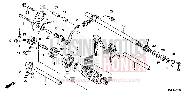 GEARSHIFT DRUM (VFR1200X/XA/XL) for VFR1200X CANDY PROMINENCE RED (R342) from 2014