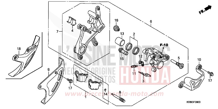 REAR BRAKE CALIPER for CRF250R EXTREME RED (R292) from 2006