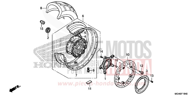 REAR WHEEL for VFR1200X CANDY PROMINENCE RED (R342) from 2014