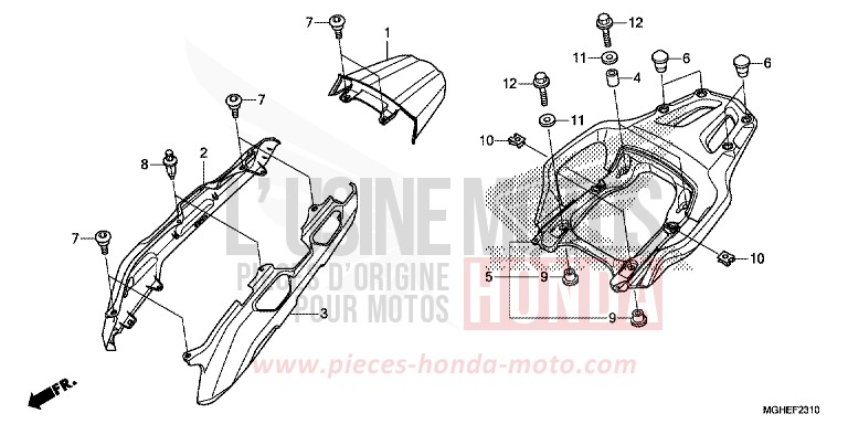 REAR COWL/CARRIER for VFR1200X CANDY PROMINENCE RED (R342) from 2014