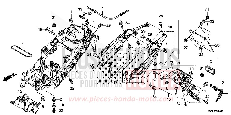 REAR FENDER for VFR1200X CANDY PROMINENCE RED (R342) from 2014