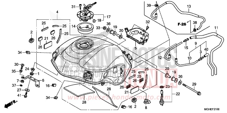 FUEL TANK for VFR1200X MAT PEARL GLARE WHITE (NHB54) from 2014