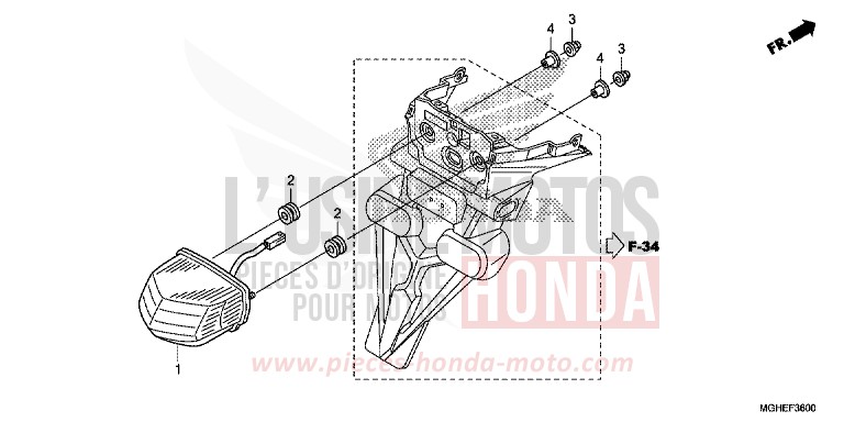 TAILLIGHT for VFR1200X MAT PEARL GLARE WHITE (NHB54) from 2014