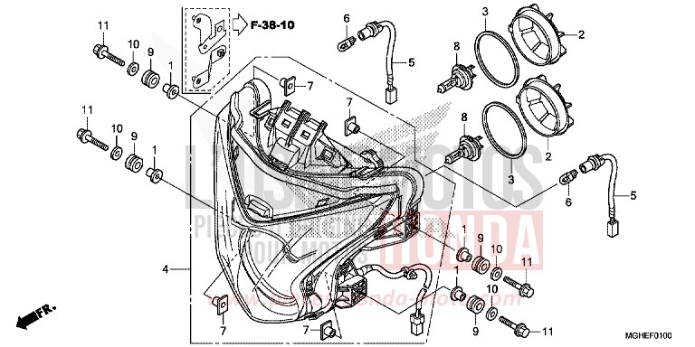 HEADLIGHT for VFR1200X PEARL COSMIC BLACK (NHA64) from 2014