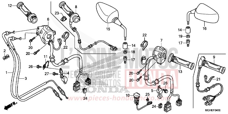 SWITCH/CABLE/MIRROR (VFR1200X/XA/XL) for VFR1200X PEARL COSMIC BLACK (NHA64) from 2014