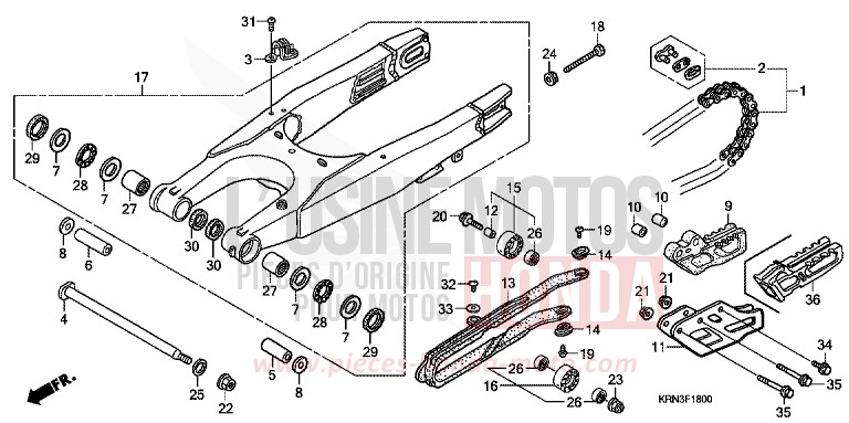 SWINGARM for CRF250R EXTREME RED (R292) from 2006