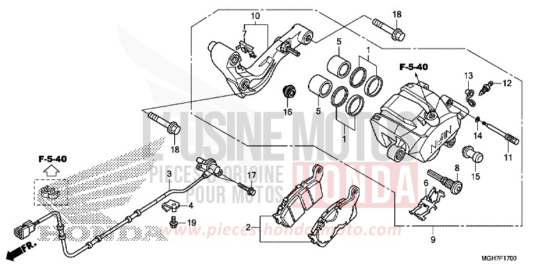 REAR BRAKE CALIPER for VFR1200X PEARL COSMIC BLACK (NHA64) from 2015
