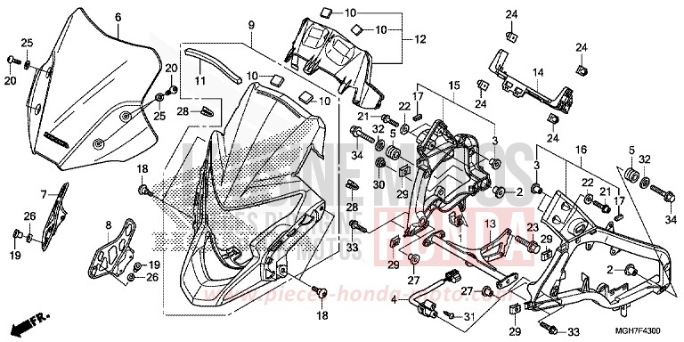 UPPER COWL for VFR1200X PEARL COSMIC BLACK (NHA64) from 2015