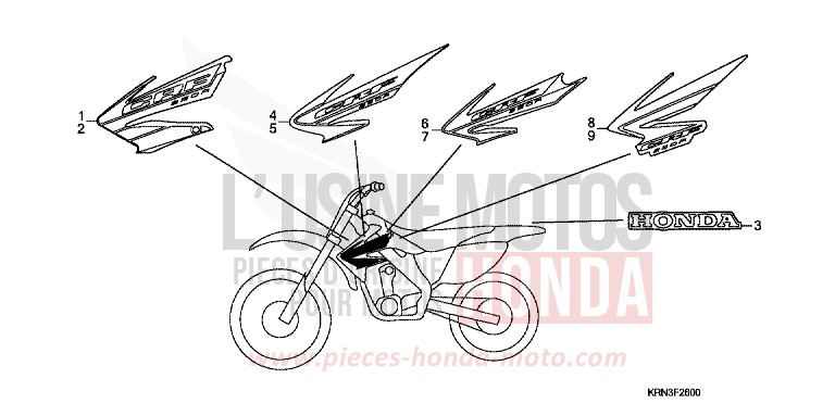 MARK (CRF250R4/5/6/7) for CRF250R EXTREME RED (R292) from 2006