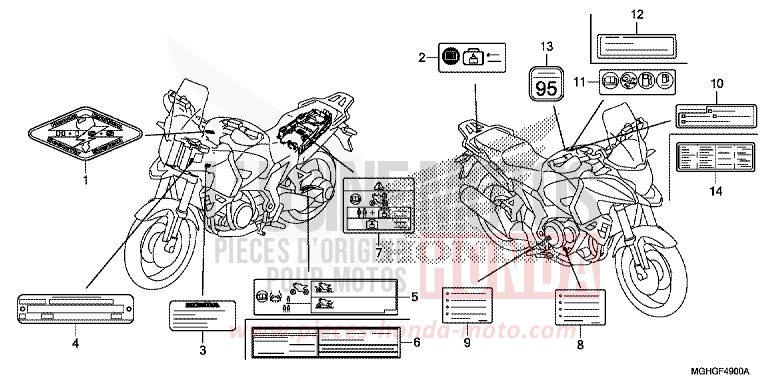 CAUTION LABEL for VFR1200X DEGITAL SILVER METALLIC (NHA30) from 2016