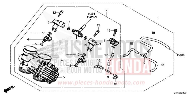 THROTTLE BODY for CRF1000 PEARL GLARE WHITE (NHB53HB) from 2019