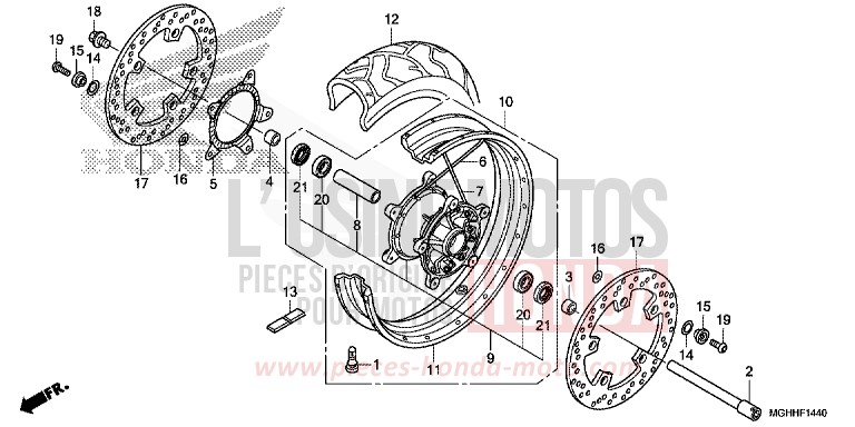 FRONT WHEEL for VFR1200X CANDY PROMINENCE RED (R342) from 2017