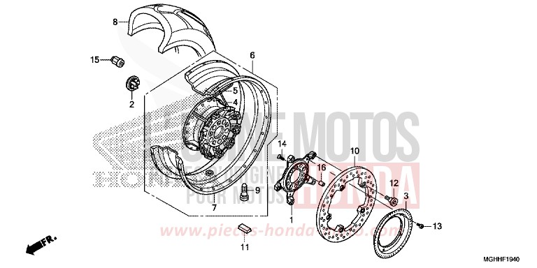 REAR WHEEL for VFR1200X CANDY PROMINENCE RED (R342) from 2017